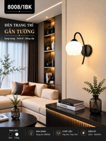 Đèn tường tay sắt 8008/1BK